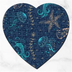 Arabesque Vintage Graphic Nature Jigsaw Puzzle (heart) by Bigfootshirtshop