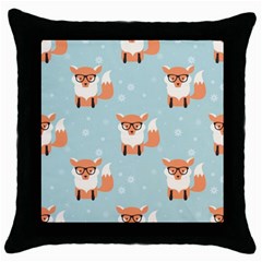 Cute Fox Pattern Throw Pillow Case (black) by Bigfootshirtshop