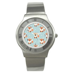 Cute Fox Pattern Stainless Steel Watch by Bigfootshirtshop