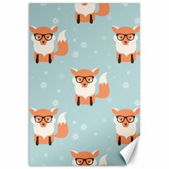 Cute Fox Pattern Canvas 12  X 18   by Bigfootshirtshop