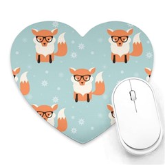 Cute Fox Pattern Heart Mousepads by Bigfootshirtshop