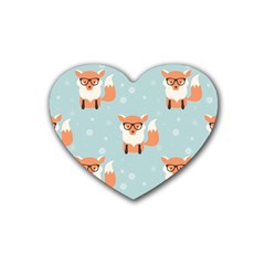 Cute Fox Pattern Heart Coaster (4 Pack)  by Bigfootshirtshop