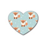 Cute Fox Pattern Heart Coaster (4 pack)  Front