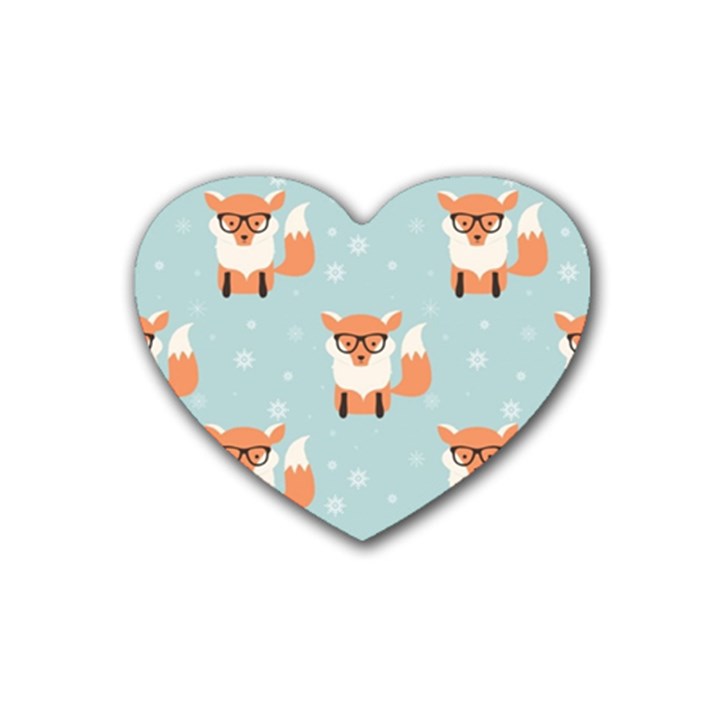 Cute Fox Pattern Heart Coaster (4 pack) 