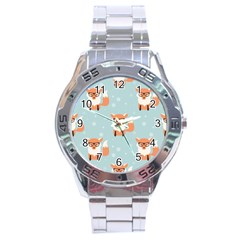 Cute Fox Pattern Stainless Steel Analogue Watch by Bigfootshirtshop