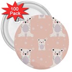 Cute Polar Bear Pattern 3  Buttons (100 pack)  Front