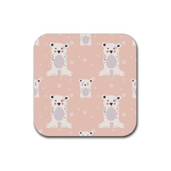 Cute Polar Bear Pattern Rubber Coaster (square)  by Bigfootshirtshop