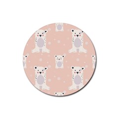 Cute Polar Bear Pattern Rubber Coaster (round)  by Bigfootshirtshop