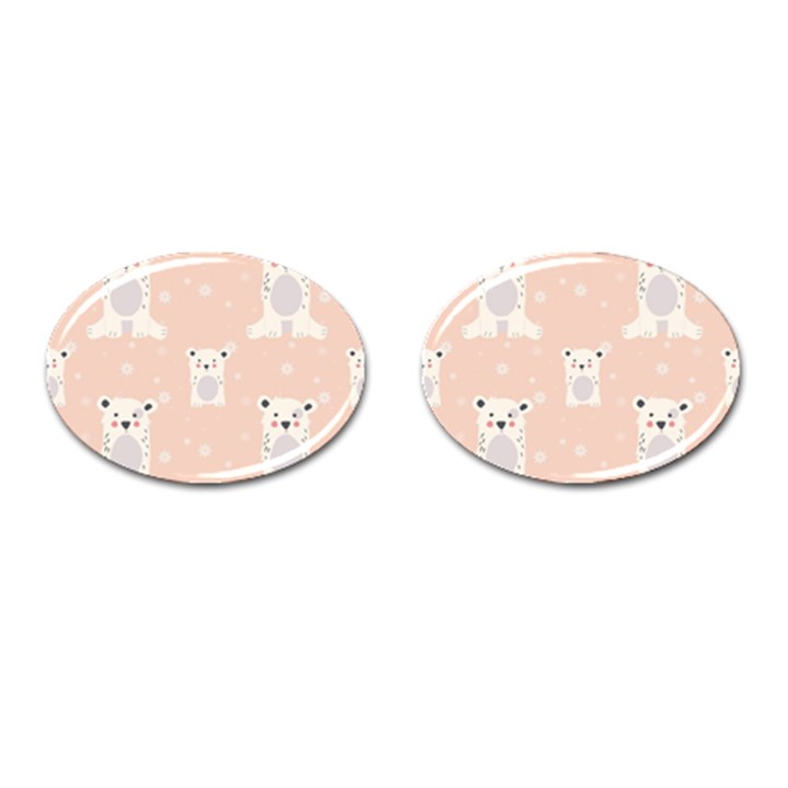 Cute Polar Bear Pattern Cufflinks (Oval)