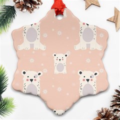 Cute Polar Bear Pattern Snowflake Ornament (two Sides) by Bigfootshirtshop