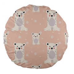 Cute Polar Bear Pattern Large 18  Premium Flano Round Cushions by Bigfootshirtshop