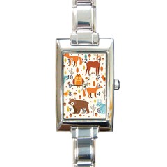 Woodland Friends Pattern Rectangle Italian Charm Watch by Bigfootshirtshop