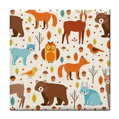 Woodland Friends Pattern Tile Coasters by Bigfootshirtshop