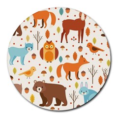 Woodland Friends Pattern Round Mousepads by Bigfootshirtshop