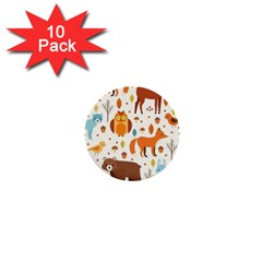 Woodland Friends Pattern 1  Mini Buttons (10 Pack)  by Bigfootshirtshop