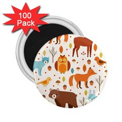 Woodland Friends Pattern 2 25  Magnets (100 Pack)  by Bigfootshirtshop