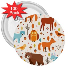 Woodland Friends Pattern 3  Buttons (100 Pack)  by Bigfootshirtshop