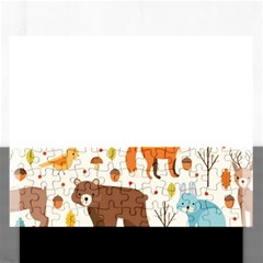 Woodland Friends Pattern Rectangular Jigsaw Puzzl by Bigfootshirtshop