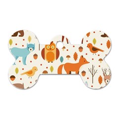 Woodland Friends Pattern Dog Tag Bone (one Side) by Bigfootshirtshop