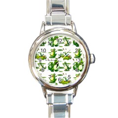 Crocodiles In The Pond Round Italian Charm Watch by Bigfootshirtshop