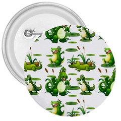 Crocodiles In The Pond 3  Buttons by Bigfootshirtshop