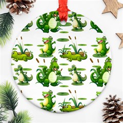 Crocodiles In The Pond Ornament (round) by Bigfootshirtshop