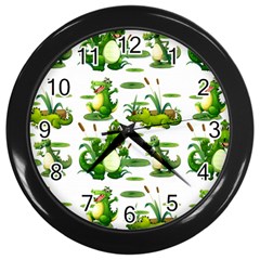 Crocodiles In The Pond Wall Clocks (black) by Bigfootshirtshop