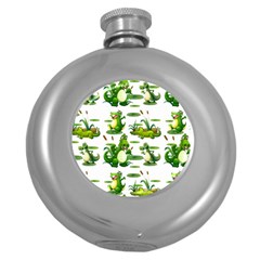 Crocodiles In The Pond Round Hip Flask (5 Oz) by Bigfootshirtshop