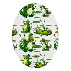 Crocodiles In The Pond Oval Ornament (two Sides) by Bigfootshirtshop