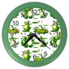 Crocodiles In The Pond Color Wall Clocks by Bigfootshirtshop