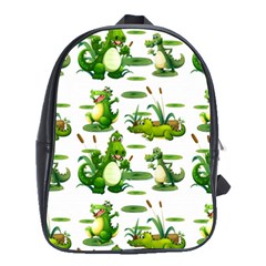 Crocodiles In The Pond School Bag (large) by Bigfootshirtshop