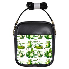 Crocodiles In The Pond Girls Sling Bags by Bigfootshirtshop