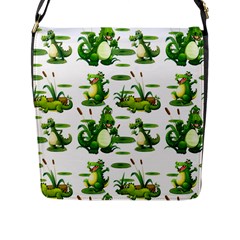 Crocodiles In The Pond Flap Messenger Bag (l)  by Bigfootshirtshop