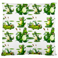 Crocodiles In The Pond Large Flano Cushion Case (two Sides) by Bigfootshirtshop