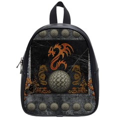 Awesome Tribal Dragon Made Of Metal School Bag (small) by FantasyWorld7