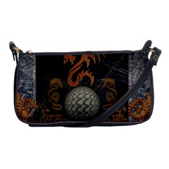 Awesome Tribal Dragon Made Of Metal Shoulder Clutch Bags by FantasyWorld7