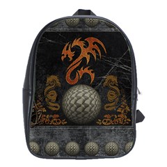 Awesome Tribal Dragon Made Of Metal School Bag (xl) by FantasyWorld7