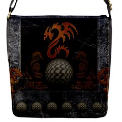 Awesome Tribal Dragon Made Of Metal Flap Messenger Bag (s) by FantasyWorld7