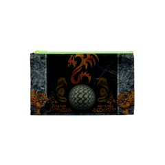 Awesome Tribal Dragon Made Of Metal Cosmetic Bag (xs) by FantasyWorld7