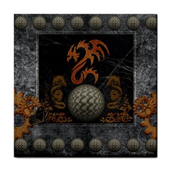 Awesome Tribal Dragon Made Of Metal Tile Coasters by FantasyWorld7