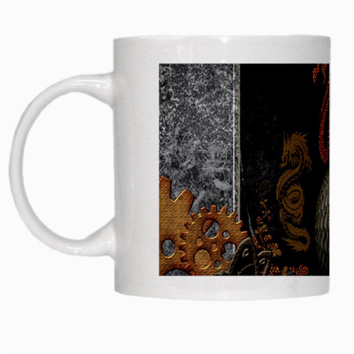 Awesome Tribal Dragon Made Of Metal White Mugs