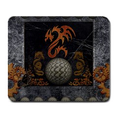 Awesome Tribal Dragon Made Of Metal Large Mousepads by FantasyWorld7