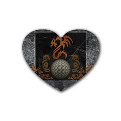 Awesome Tribal Dragon Made Of Metal Heart Coaster (4 Pack)  by FantasyWorld7