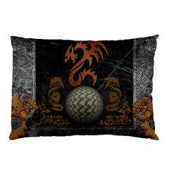 Awesome Tribal Dragon Made Of Metal Pillow Case by FantasyWorld7