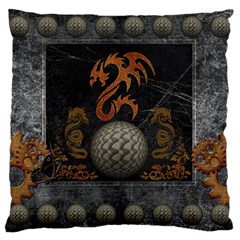 Awesome Tribal Dragon Made Of Metal Standard Flano Cushion Case (two Sides) by FantasyWorld7