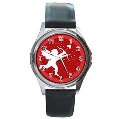 Cupid Bow Love Valentine Angel Round Metal Watch by Celenk