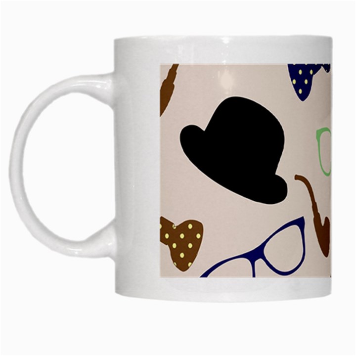 Moustache Hat Bowler Bowler Hat White Mugs