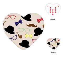 Moustache Hat Bowler Bowler Hat Playing Cards (heart)  by Celenk