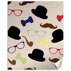 Moustache Hat Bowler Bowler Hat Canvas 11  X 14   by Celenk