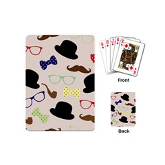 Moustache Hat Bowler Bowler Hat Playing Cards (mini)  by Celenk